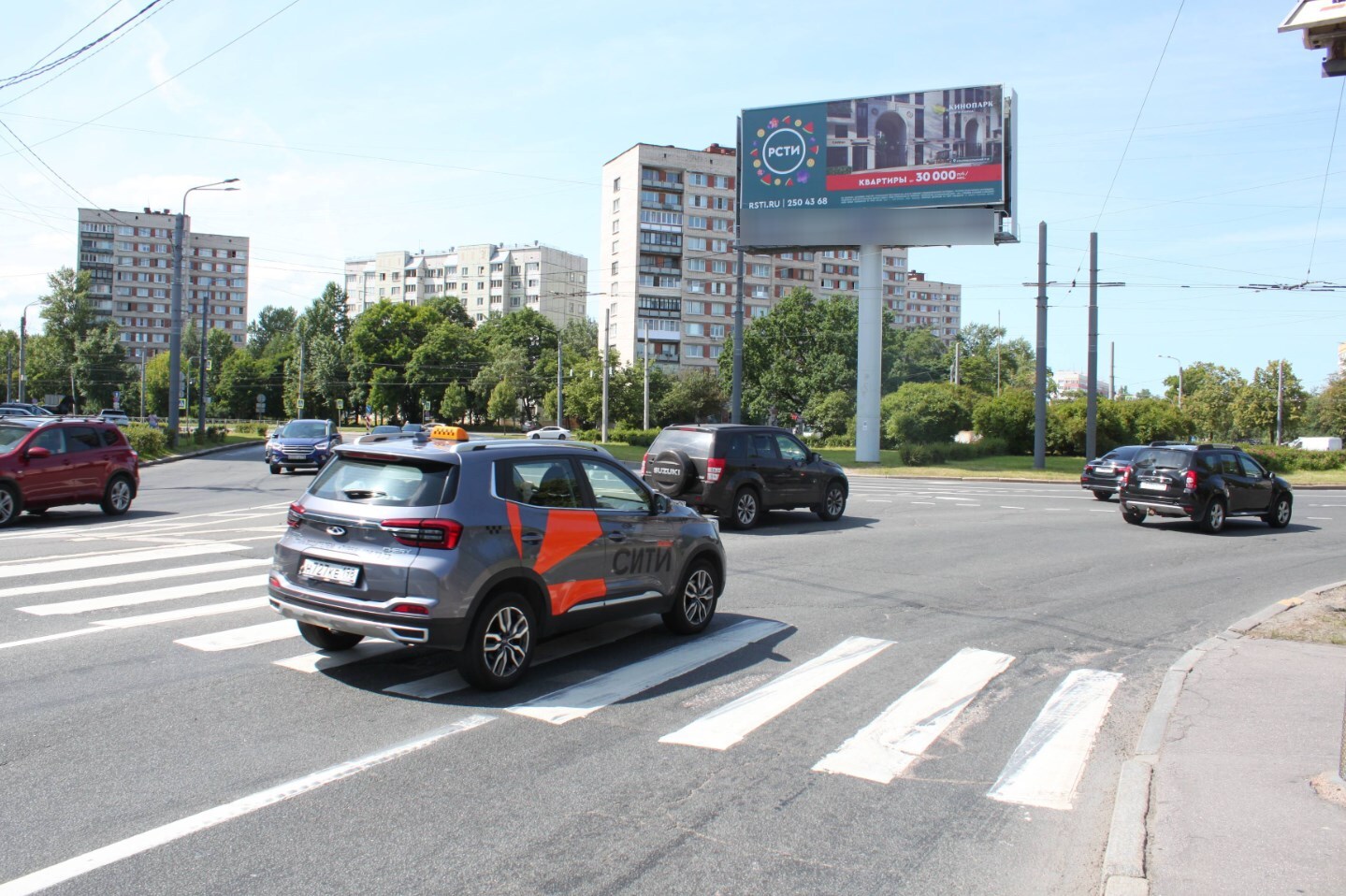 Фотография рекламного носителя, тип: Суперсайт 5x12, адрес: Дачный пр-т. X Ветеранов пр-т., Санкт-Петербург, Россия. Сторона А2 №1088573