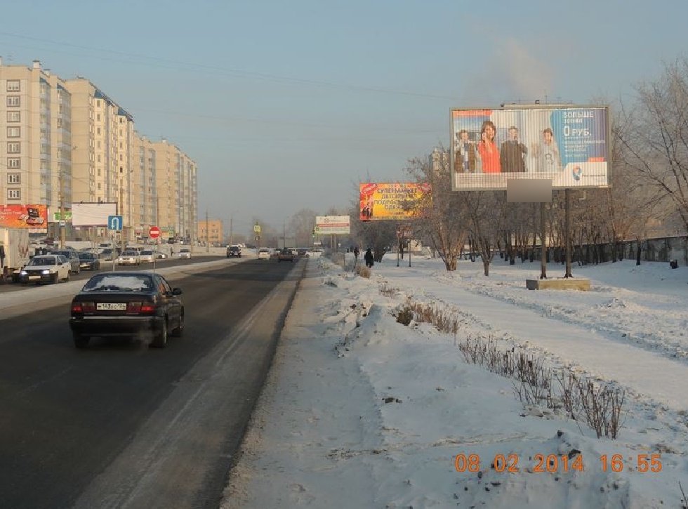 Фотография рекламного носителя, тип: Билборд 3x6, адрес: Крайняя ул., д.14, Красноярск, Красноярский край, Россия. Сторона А1-А3 №592997