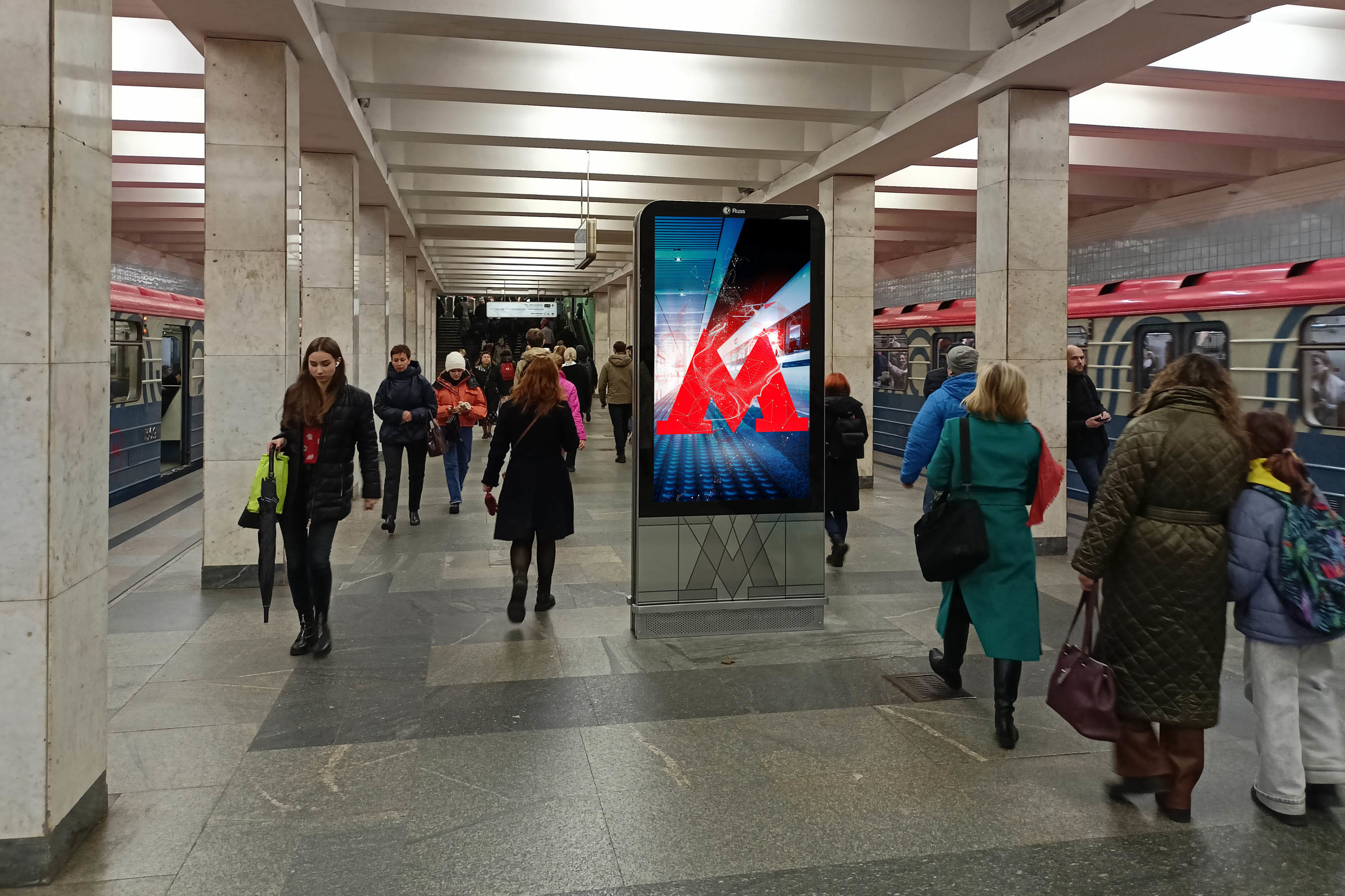 Фотография рекламного носителя, тип: Видеоэкран, адрес: Станция метро «Войковская», линия Замоскворецкая, Москва, Россия. Сторона/вариант A2 №1055409