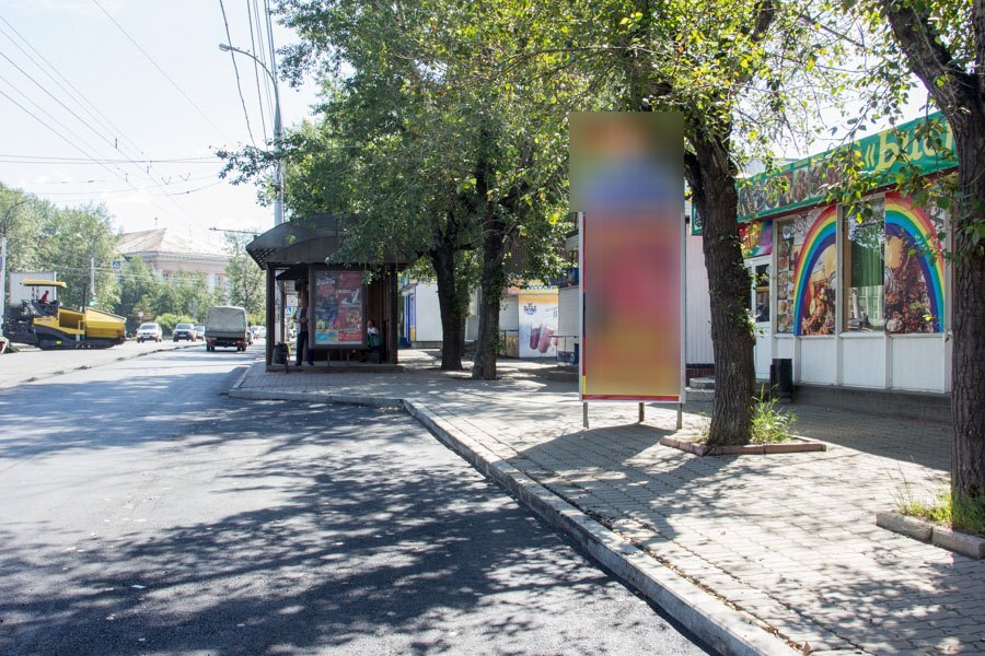 Фотография рекламного носителя, тип: Нестандартный ситиформат, адрес: Советская ул., ООТ Завод 403 ГА, поз.1, Иркутск, Иркутская область, Россия. Сторона А №509378