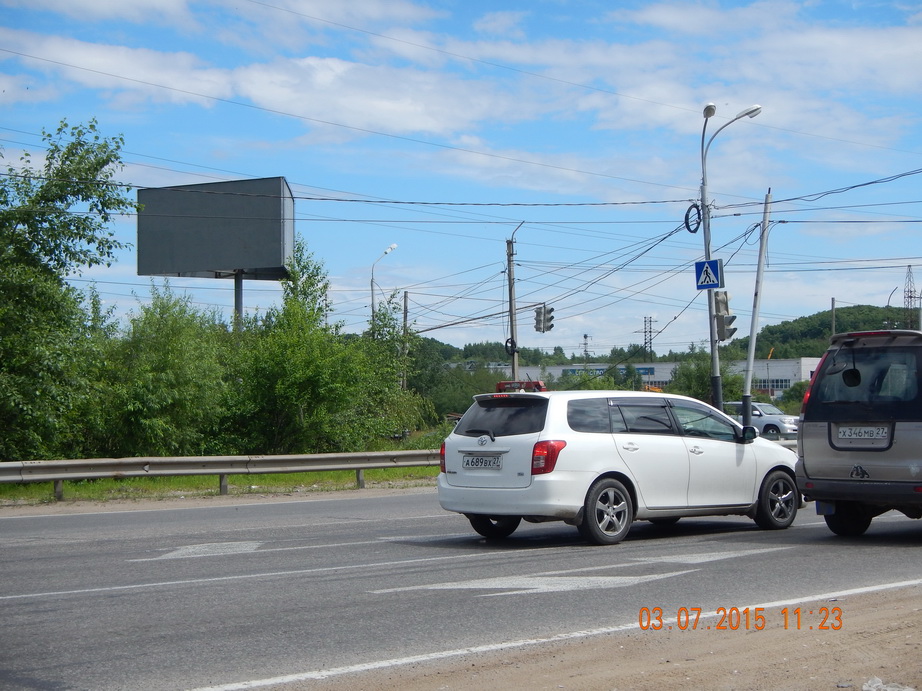 Фотография рекламного носителя, тип: Билборд 3x6, адрес: Воронежское ш. Х Трехгорная ул., Хабаровск, Хабаровский край, Россия. Сторона Б №527645