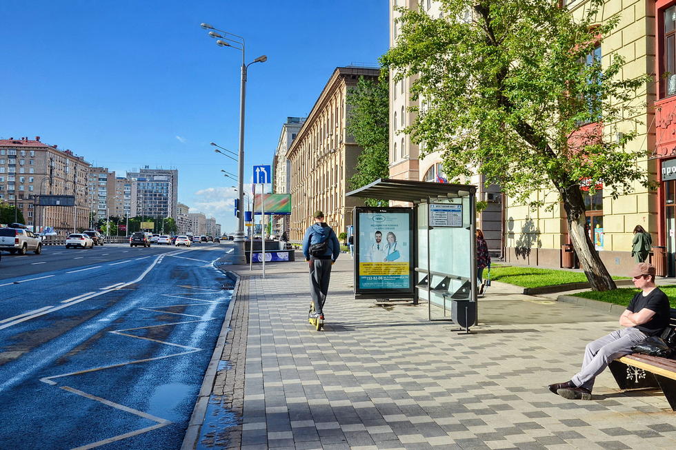 Фотография рекламного носителя, тип: Остановка 1.8x1.2, адрес: Мира пр-т., ост. Крестовский мост, поз.2, Москва, Россия. Сторона А №334991