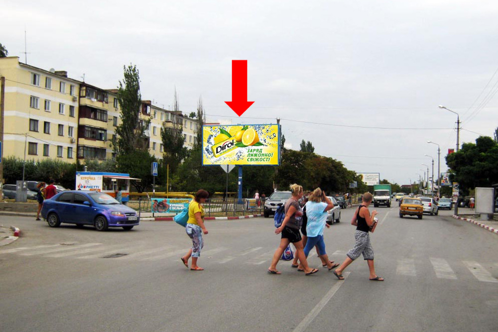 Фотография рекламного носителя, тип: Билборд 3x6, адрес: Крымская ул., д.23, Феодосия, Республика Крым, Россия. Сторона B №384700