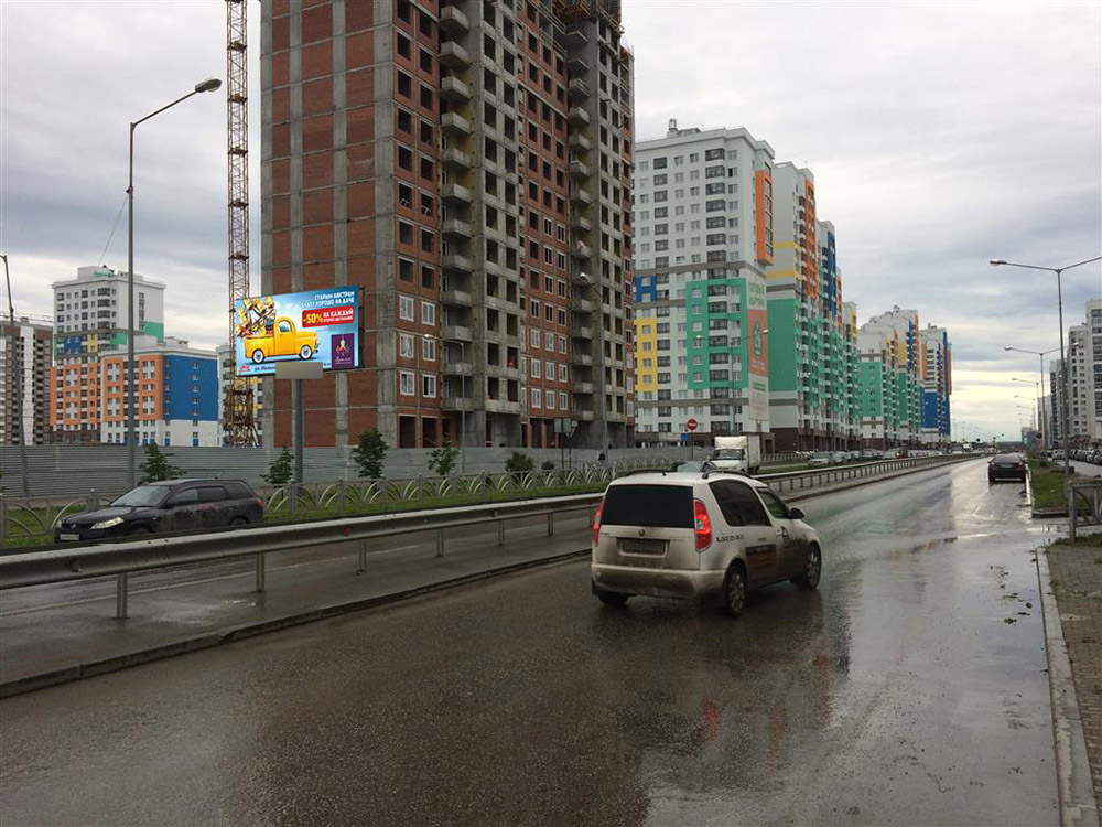 Фотография рекламного носителя, тип: Билборд 3x6, адрес: Шаманова ул. Х Мехренцева ул., Екатеринбург, Свердловская область, Россия. Сторона B №631755