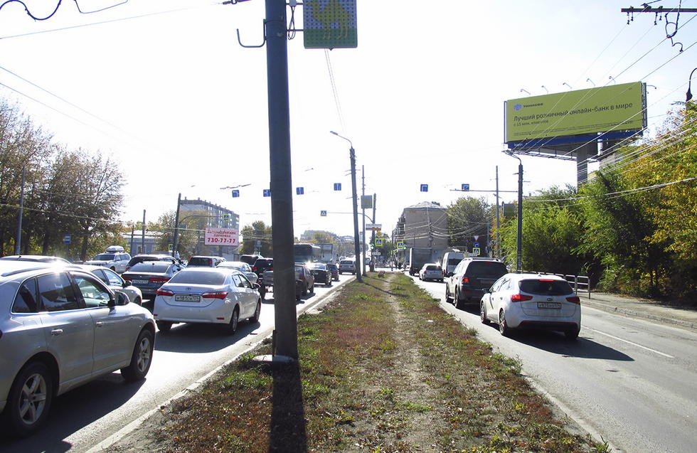 Фотография рекламного носителя, тип: Суперсайт 5x15, адрес: Свердловский пр-т. Х Комсомольский пр-т., Челябинск, Челябинская область, Россия. Сторона А №373943