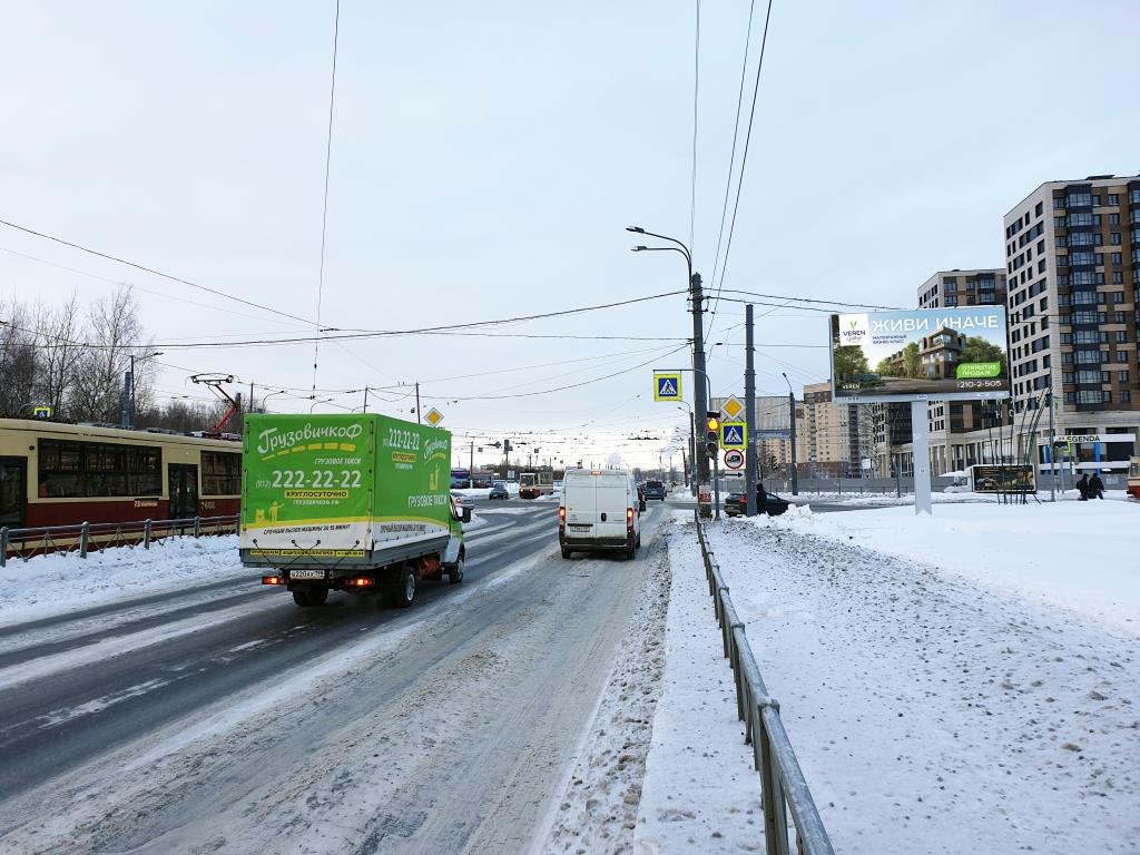 Фотография рекламного носителя, тип: Билборд 3x6, адрес: Дальневосточный пр-т. Х Коллонтай ул., д.3, Санкт-Петербург, Россия. Сторона Аh1-Аh4 №992721
