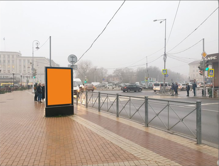 Фотография рекламного носителя, тип: Ситиформат 1.8x1.2, адрес: Победы пл. Х Гаражная ул., д.9, Калининград, Калининградская область, Россия. Сторона Б №974168