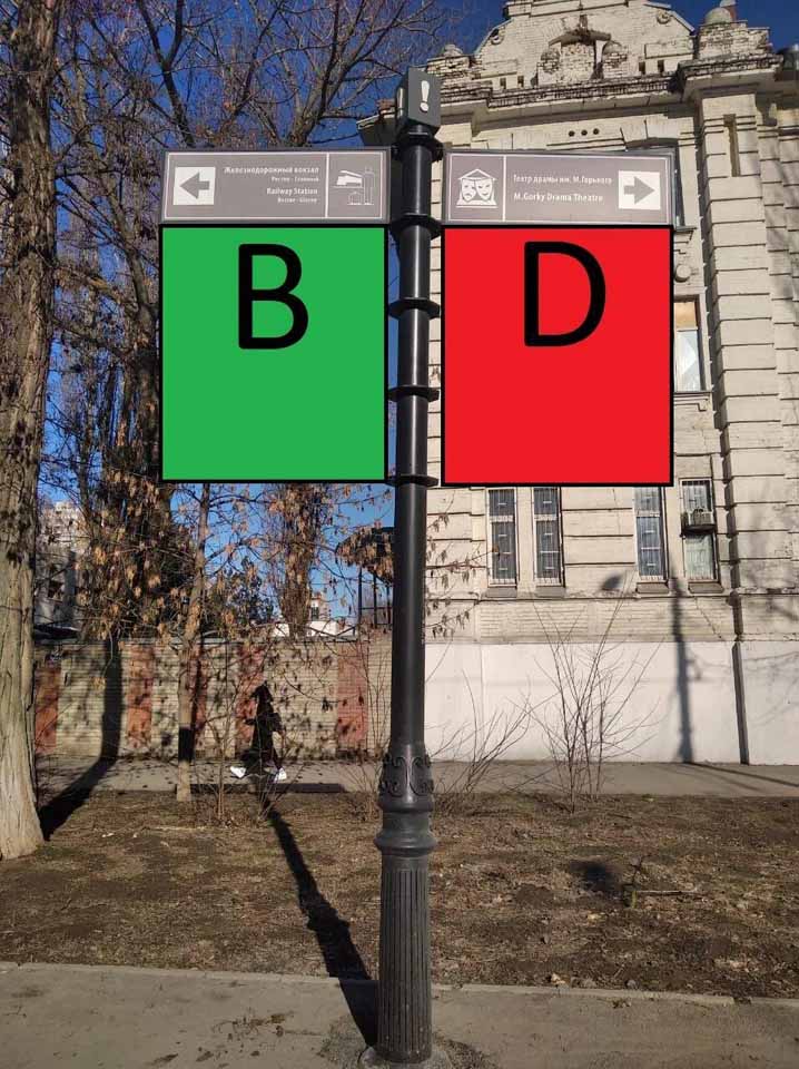 Фотография рекламного носителя, тип: Дорожный указатель, адрес: Красноармейская ул., д.97, Ростов-на-Дону, Ростовская область, Россия. Сторона Д1 №1086977