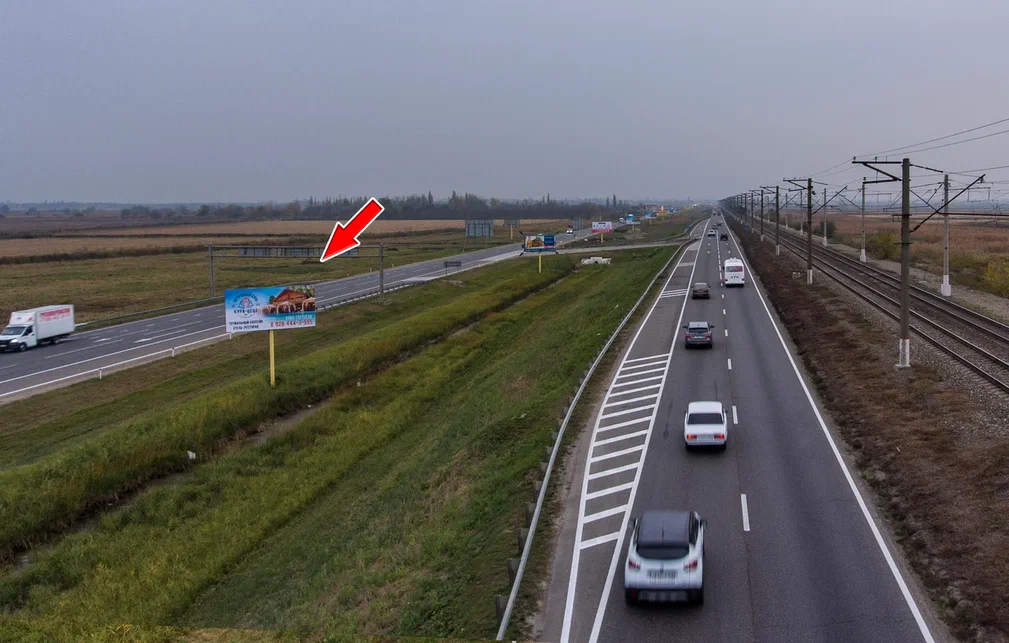 Фотография рекламного носителя, тип: Билборд 3x6, адрес: Краснодар-Новороссийск а/д, 19 496м, Краснодар, Краснодарский край, Россия. Сторона Б №477981