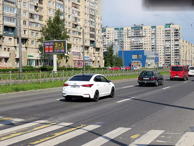 Фотография рекламного носителя, тип: Билборд 3x6, адрес: Косыгина пр-т., д.26, Санкт-Петербург, Россия. Сторона Bh1-Bh4 №770682