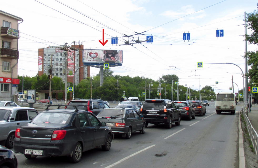 Фотография рекламного носителя, тип: Суперсайт 5x15, адрес: Свердловский пр-т. Х Комсомольский пр-т., Челябинск, Челябинская область, Россия. Сторона В1-В3 №373944