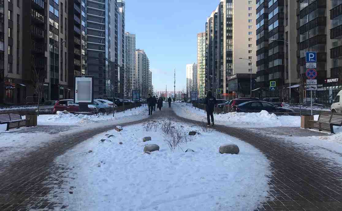 Фотография рекламного носителя, тип: Ситиформат 1.8x1.2, адрес: Мурино пос., Менделеева б-р., д.10, поз.2, Ленинградская область, Россия. Сторона Б №1047083