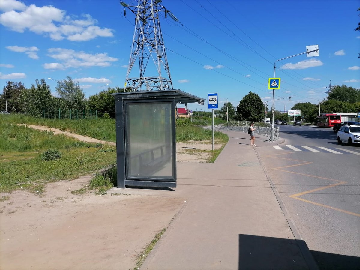 Фотография рекламного носителя, тип: Остановка 1.8x1.2, адрес: Тэцевская ул., д.4, Казань, Республика Татарстан, Россия. Сторона В №1007049