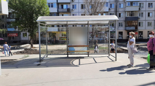 Фотография рекламного носителя, тип: Остановка 1.8x1.2, адрес: Пугачевский тр-т, "Гастроном" ост., Самара, Самарская область, Россия. Сторона А2 №1080621