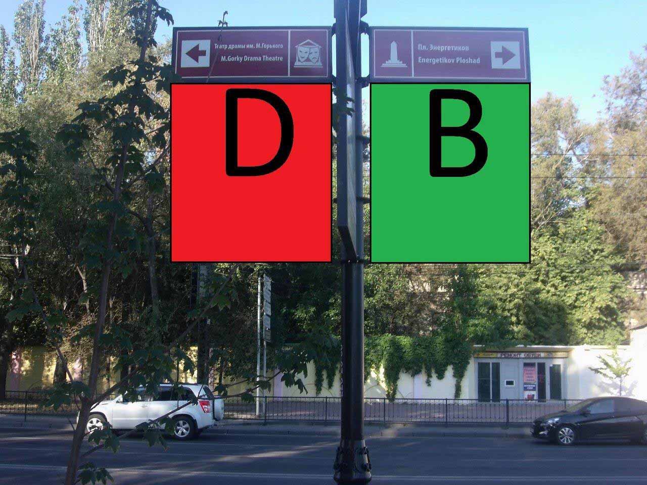 Фотография рекламного носителя, тип: Дорожный указатель, адрес: Театральный пр-т., д.83А, Ростов-на-Дону, Ростовская область, Россия. Сторона Б2 №1087241