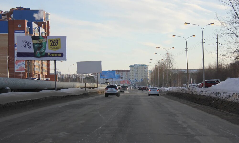 Фотография рекламного носителя, тип: Билборд 3x6, адрес: Пролетарский пр-т., д.5, Сургут, Ханты-Мансийский автономный округ – Югра, Россия. Сторона А №1068414