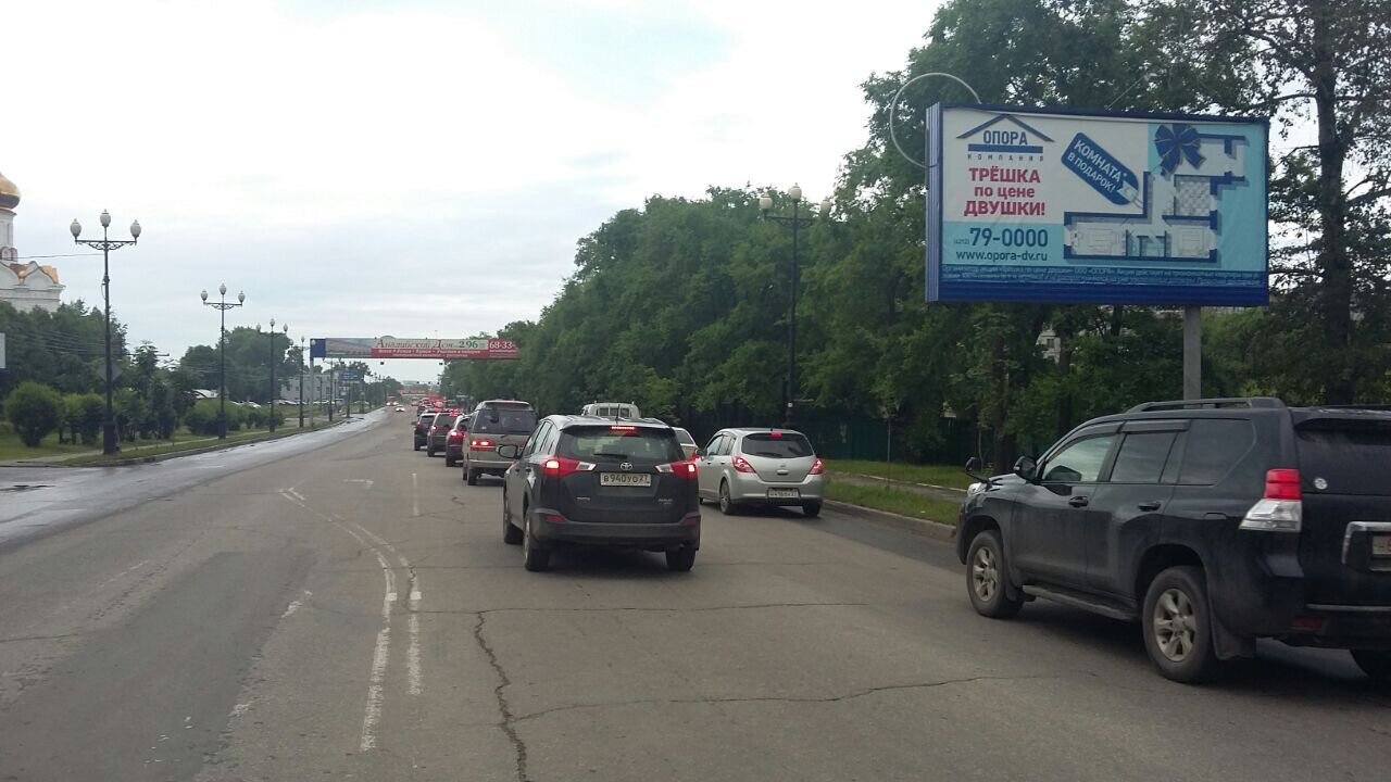 Фотография рекламного носителя, тип: Билборд 3x6, адрес: Воронежская ул., д.38а, Хабаровск, Хабаровский край, Россия. Сторона А №971297