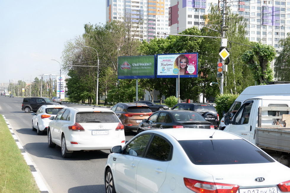 Фотография рекламного носителя, тип: Билборд 3x6, адрес: Московское ш., д.33в Х Западная ул., поз.2, Рязань, Рязанская область, Россия. Сторона A1-A3 №327046