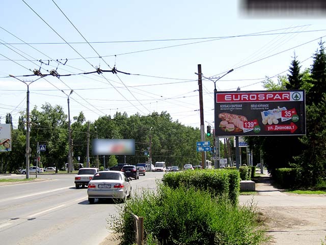 Фотография рекламного носителя, тип: Билборд 3x6, адрес: Дианова ул. Х Лукашевича ул., поз.1, Омск, Омская область, Россия. Сторона А №617025