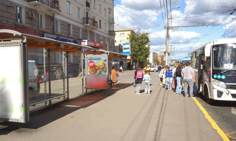 Фотография рекламного носителя, тип: Остановка 1.8x1.2, адрес: Ленина пр-т., д.60, поз.1, Тула, Тульская область, Россия. Сторона B №805914