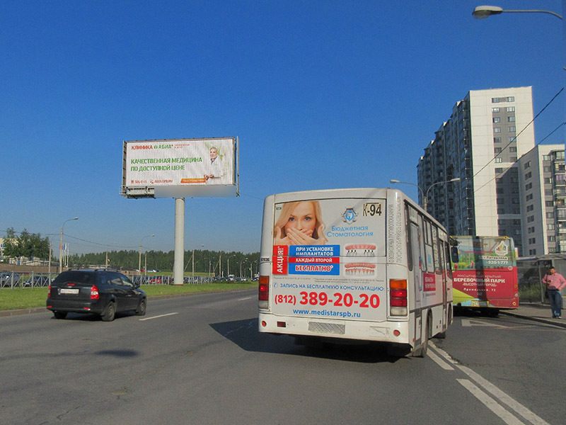 Фотография рекламного носителя, тип: Суперсайт 5x12, адрес: Оптиков ул., д.47, Санкт-Петербург, Россия. Сторона A21 №642028