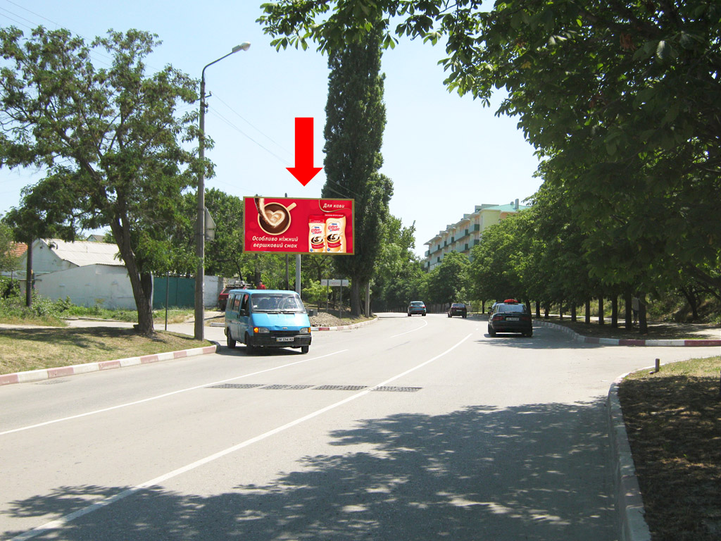 Фотография рекламного носителя, тип: Билборд 3x6, адрес: Крымская ул. Х Московская ул., Феодосия, Республика Крым, Россия. Сторона B №384706