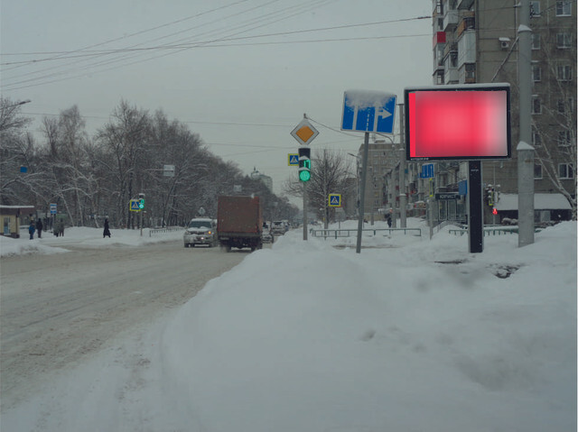 Фотография рекламного носителя, тип: Ситиборд 2.7x3.7, адрес: Дружбы ул., д.48, Новокузнецк, Кемеровская область, Россия. Сторона А1-А10 №871609