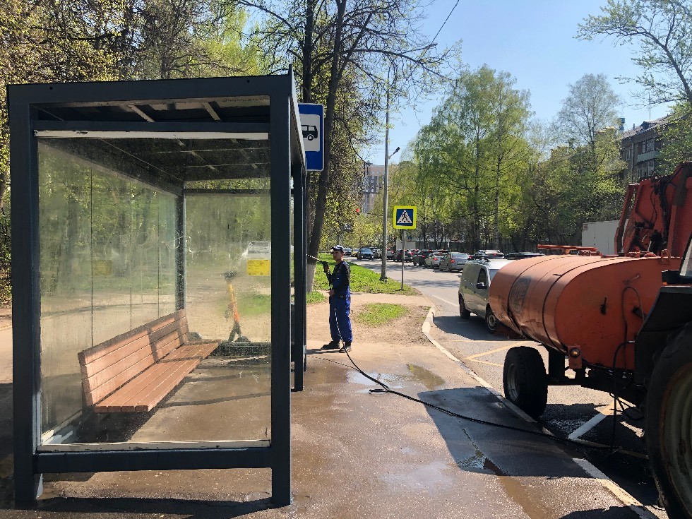 Фотография рекламного носителя, тип: Остановка 1.8x1.2, адрес: Пионерская ул., д.47, Королев, Московская область, Россия. Сторона Б №1043269