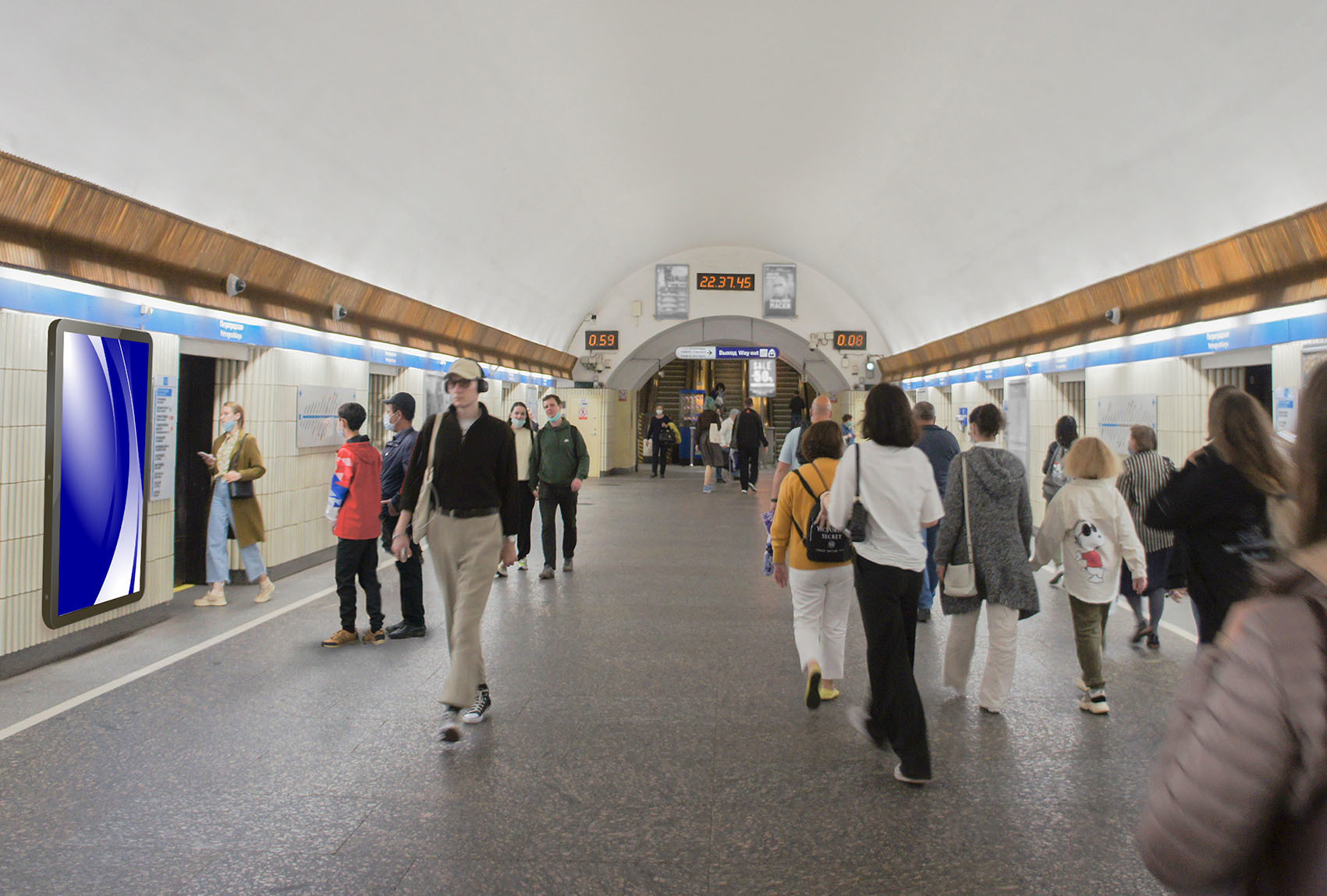 Фотография рекламного носителя, тип: Видеоэкран, адрес: Станция метро «Петроградская», линия Московско-Петроградская, Санкт-Петербург, Россия. Сторона/вариант А1 №1061556