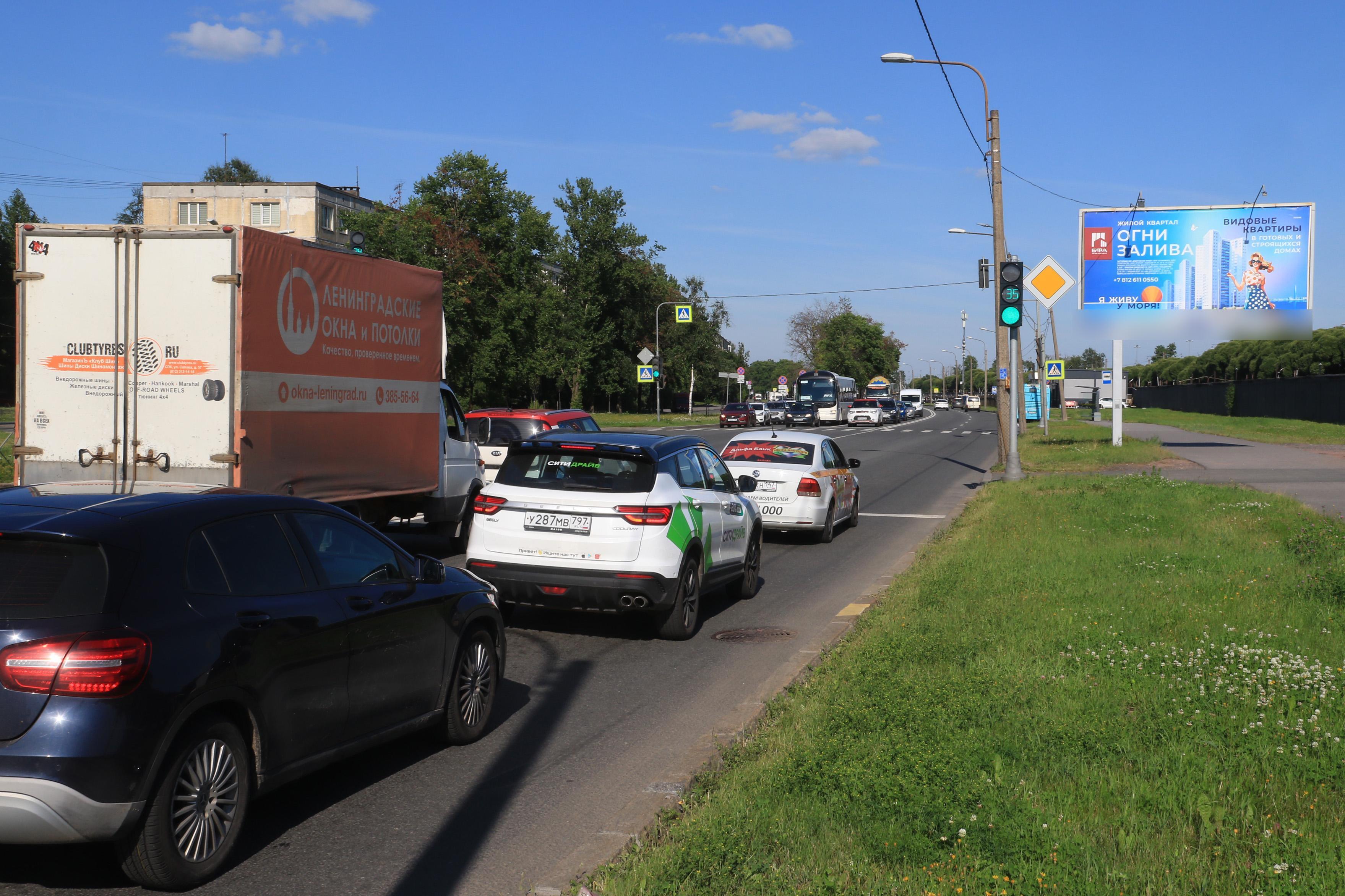 Фотография рекламного носителя, тип: Билборд 3x6, адрес: Народного Ополчения пр-т., д.167 Х Солдата Корзуна ул., Санкт-Петербург, Россия. Сторона А №120074
