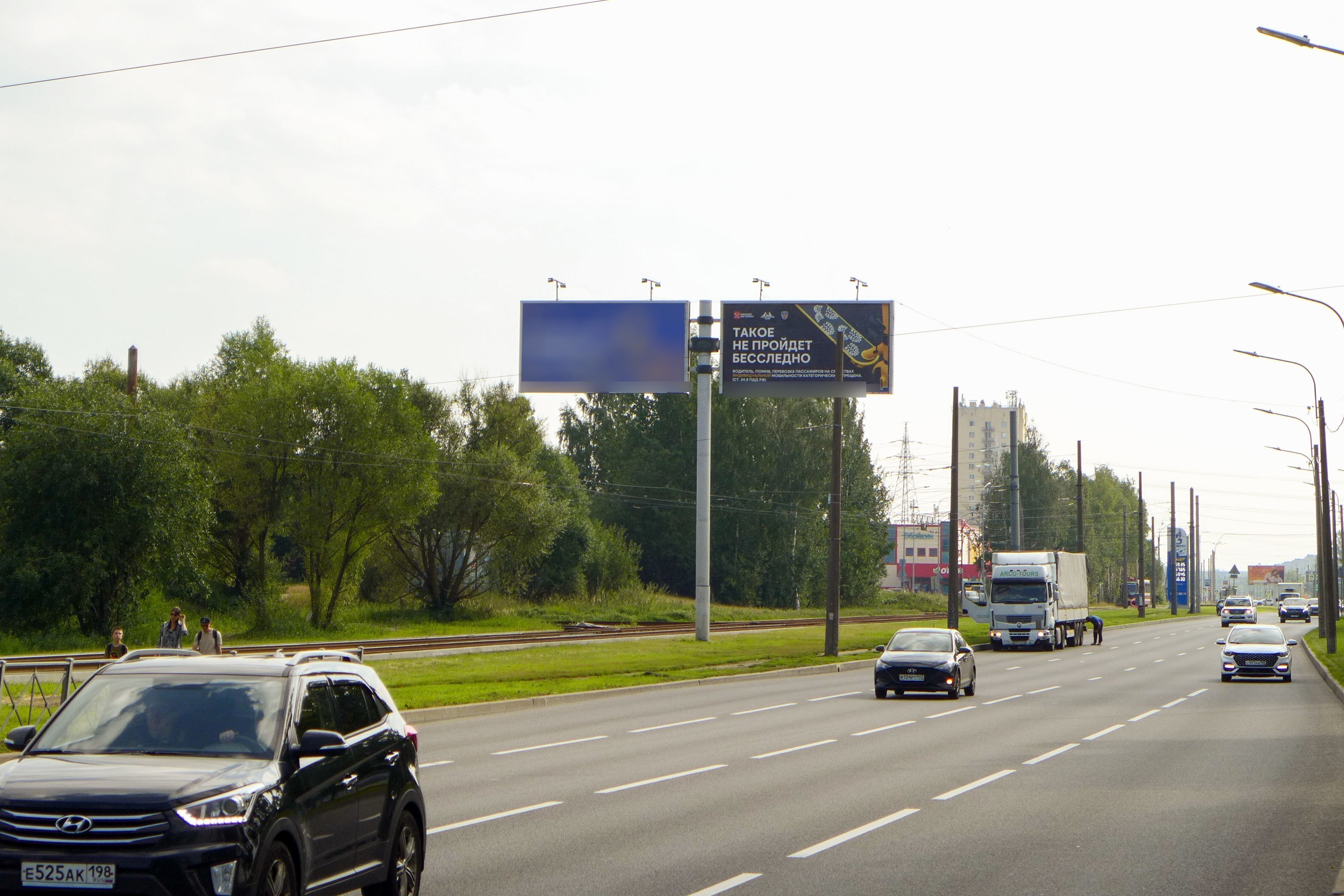 Фотография рекламного носителя, тип: Билборд 3x6, адрес: Руставели пр-т. Х Луначарского пр-т., поз.2, Санкт-Петербург, Россия. Сторона Б2 №434815
