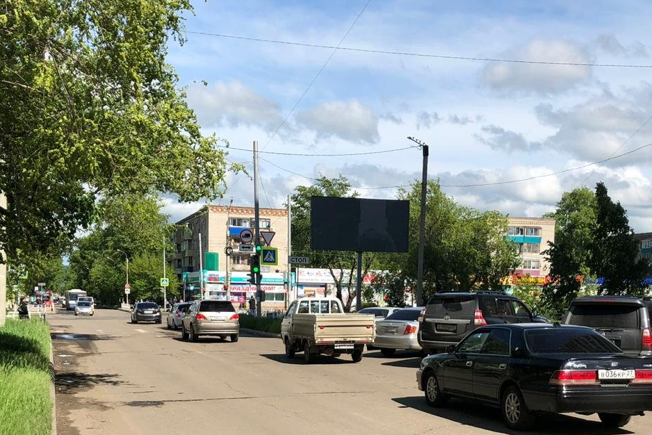 Фотография рекламного носителя, тип: Билборд 3x6, адрес: Победы ул. X Орехова ул., поз.1, Комсомольск-на-Амуре, Хабаровский край, Россия. Сторона A №1370316