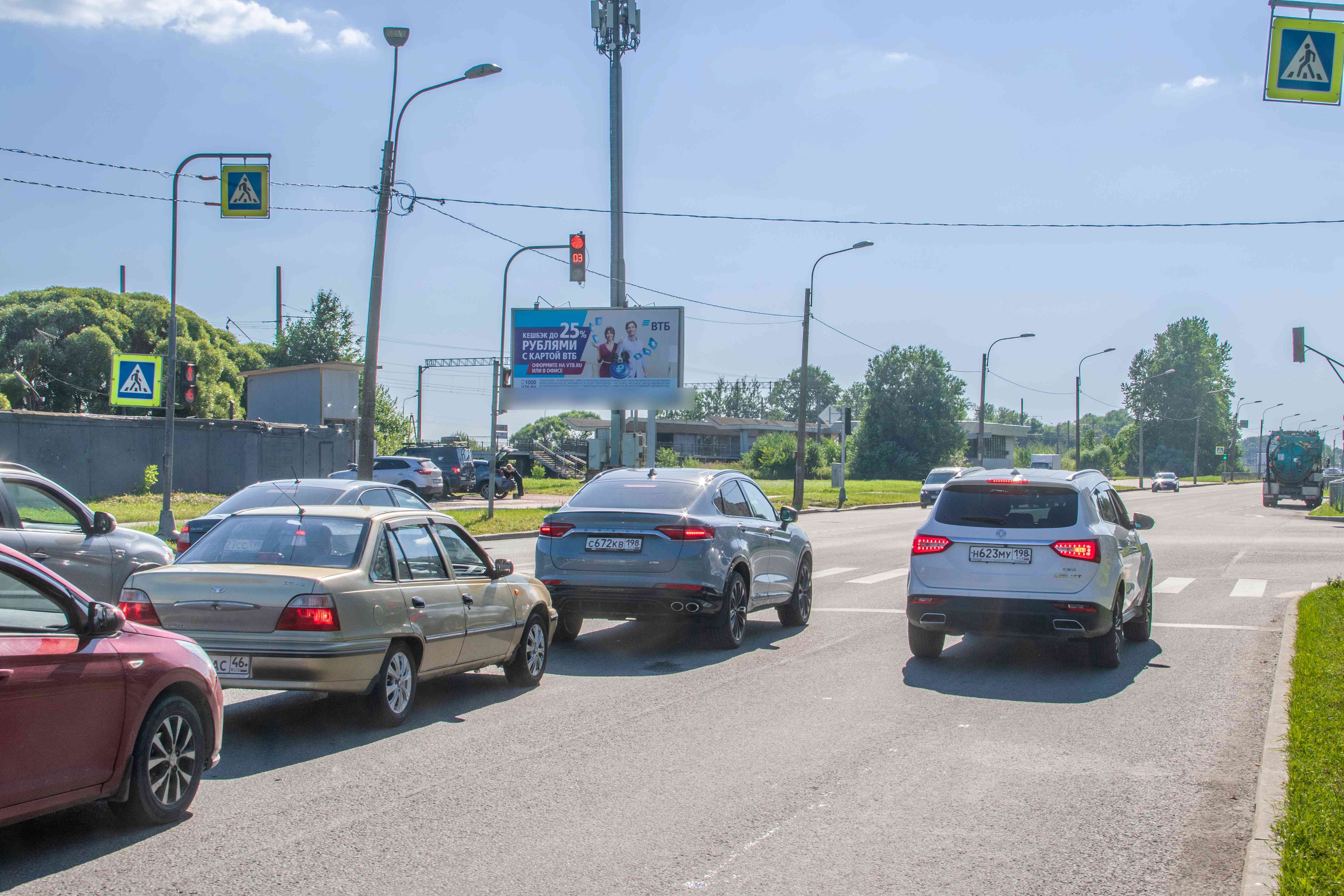 Фотография рекламного носителя, тип: Билборд 3x6, адрес: Народного Ополчения пр-т., д.167 Х Солдата Корзуна ул., Санкт-Петербург, Россия. Сторона Б №120075