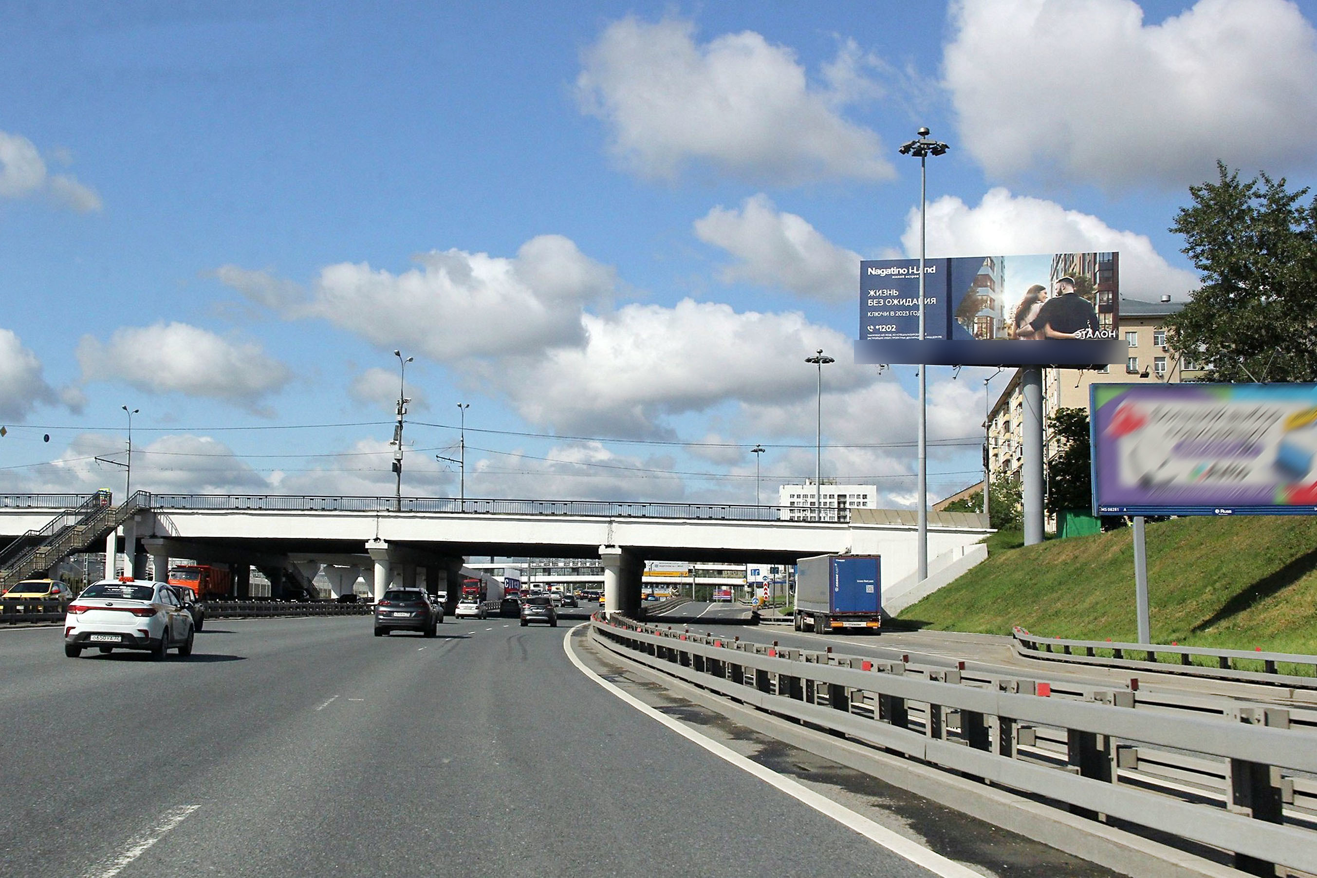 Фотография рекламного носителя, тип: Суперсайт 5x15, адрес: ТТК Х Южнопортовая ул. Х Шарикоподшипниковская ул., Москва, Россия. Сторона А №429327