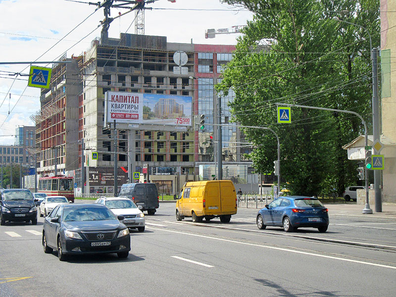 Фотография рекламного носителя, тип: Суперсайт 5x15, адрес: Политехническая ул., д.6 X Новороссийская ул., Санкт-Петербург, Россия. Сторона A №164674