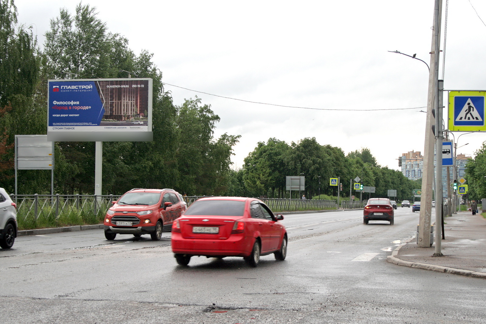 Фотография рекламного носителя, тип: Билборд 3x6, адрес: Планерная ул., д.40 Х Долгоозерная ул., Санкт-Петербург, Россия. Сторона Б1 №631981