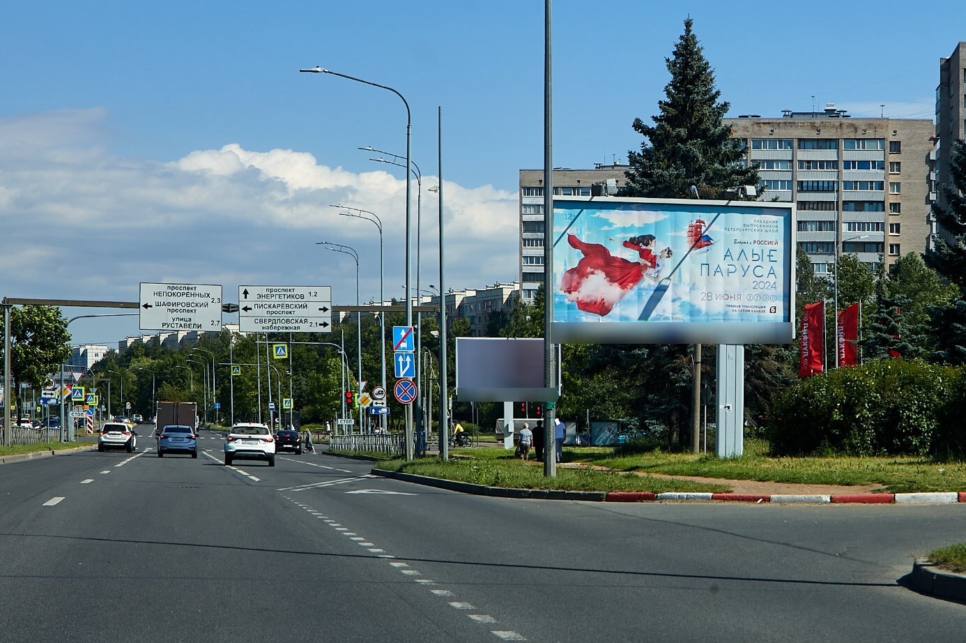 Фотография рекламного носителя, тип: Билборд 3x6, адрес: Маршала Блюхера пр-т., д.45, поз.2, Санкт-Петербург, Россия. Сторона А1 №673238