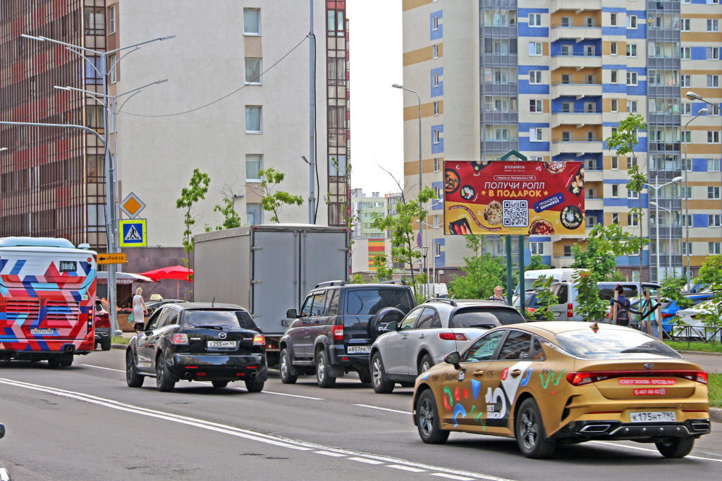 Фотография рекламного носителя, тип: Нестандартный билборд, адрес: Европейский пр-т., д.11, Кудрово, Ленинградская область, Россия. Сторона A №717329