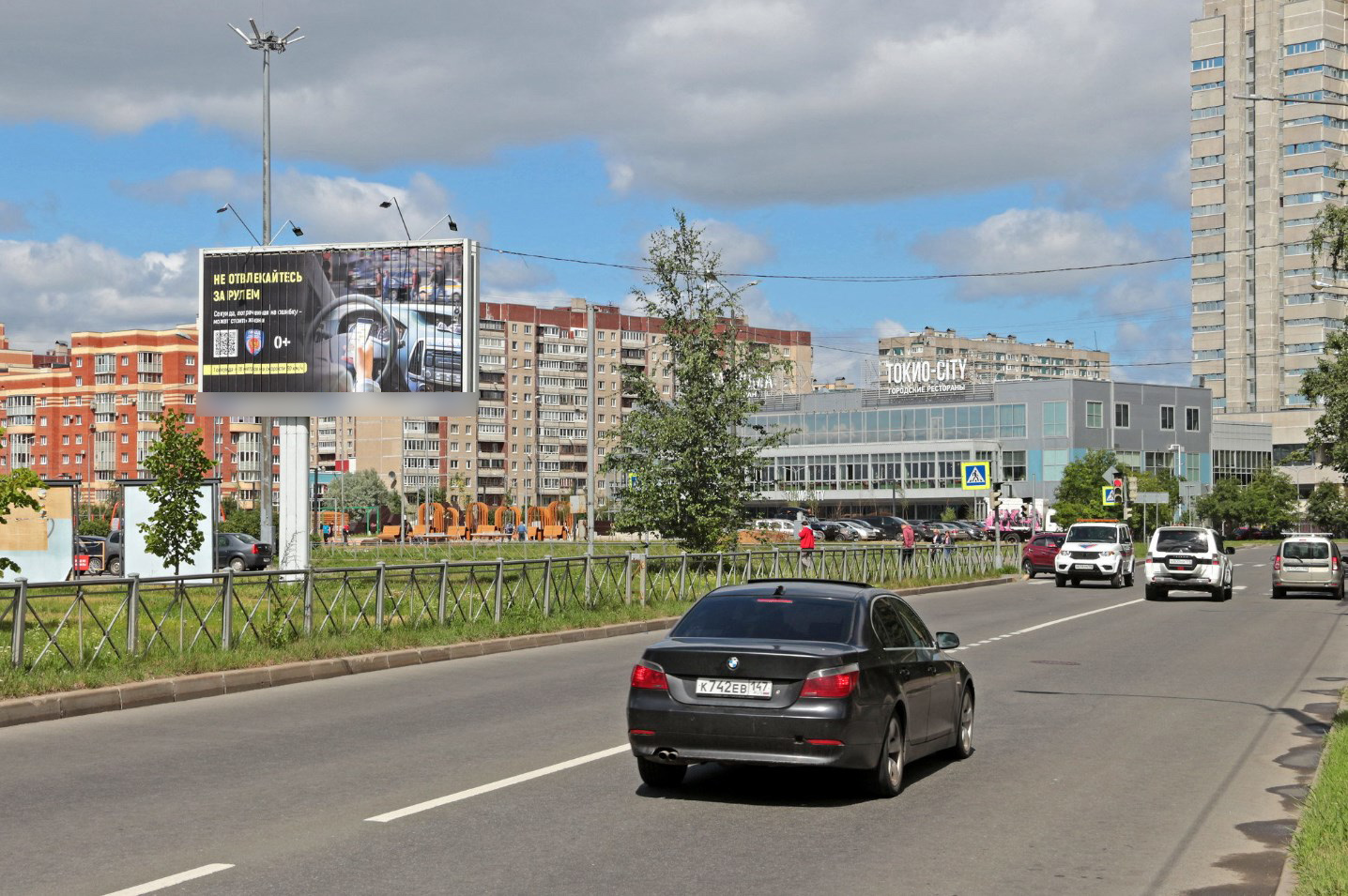 Фотография рекламного носителя, тип: Билборд 3x6, адрес: Байконурская ул., д.14 Х Туполевская ул., Санкт-Петербург, Россия. Сторона Б №207866