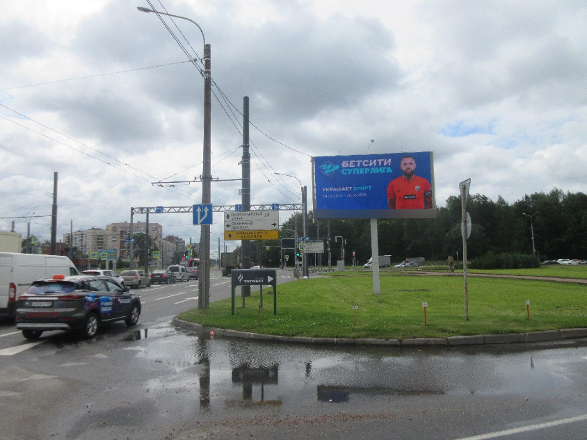 Фотография рекламного носителя, тип: Билборд 3x6, адрес: Культуры пр-т. Х Северный пр-т., д.32, Санкт-Петербург, Россия. Сторона A1-А10 №169924