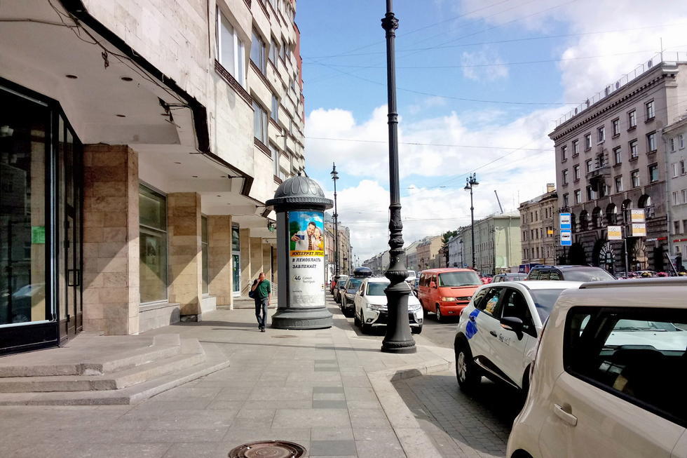 Фотография рекламного носителя, тип: Пиллар 3x1.4, адрес: Лиговский пр-т., д.105, Санкт-Петербург, Россия. Сторона Б №144258