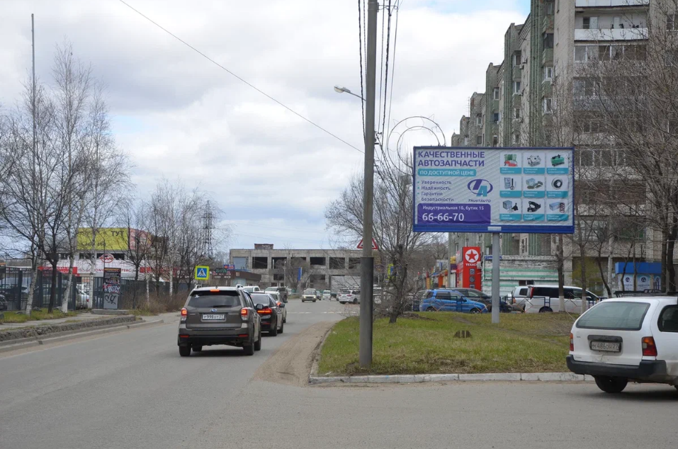 Фотография рекламного носителя, тип: Билборд 3x6, адрес: Индустриальная ул., д.1, Хабаровск, Хабаровский край, Россия. Сторона А №971344