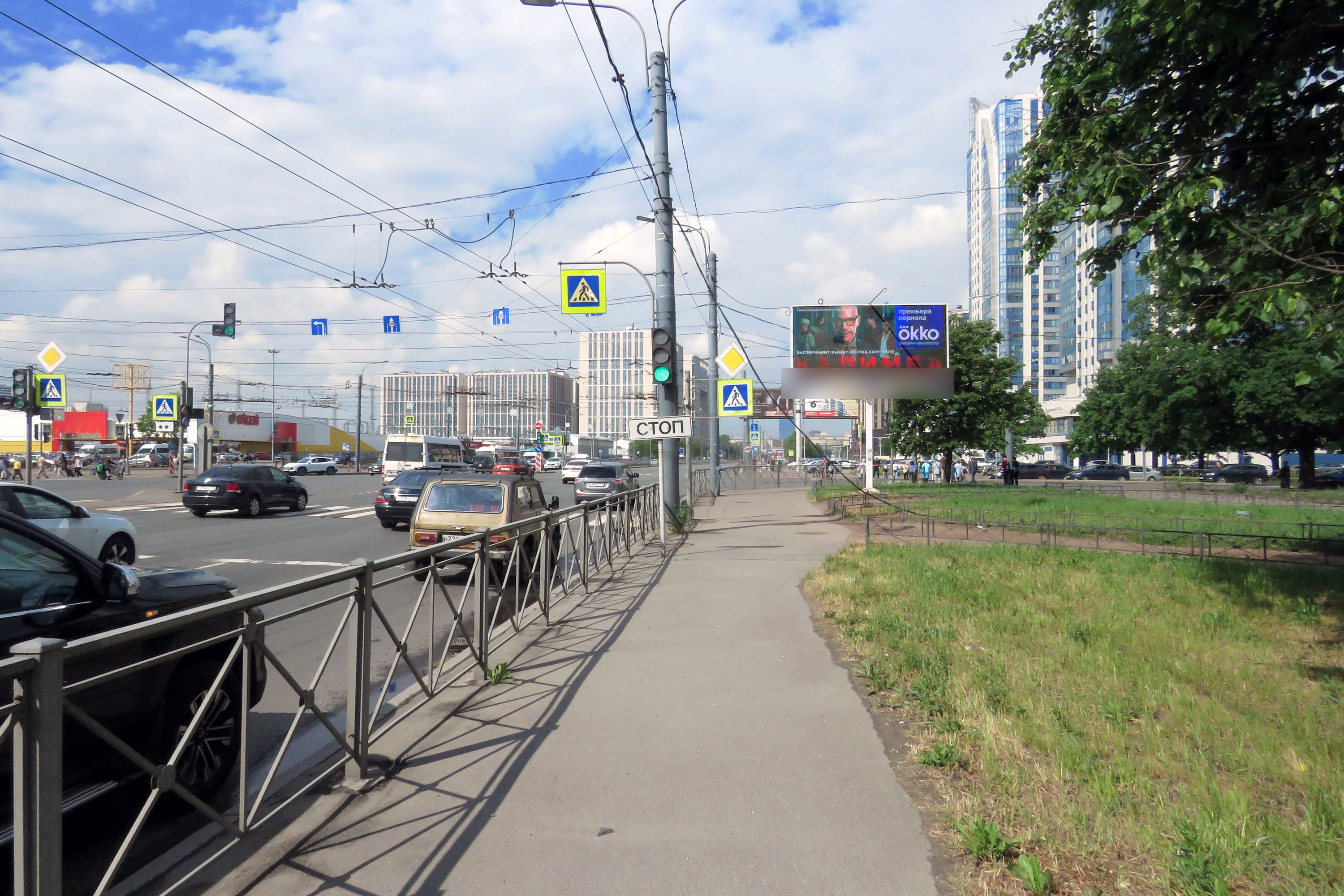 Фотография рекламного носителя, тип: Билборд 3x6, адрес: Типанова ул., д.29 Х Космонавтов пр-т., Санкт-Петербург, Россия. Сторона А1 №388777