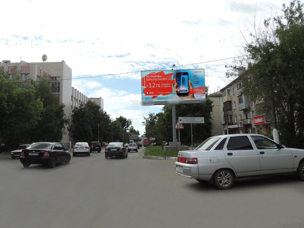 Фотография рекламного носителя, тип: Билборд 3x6, адрес: Комсомольский пр-т., д.87 Х Путиловская ул., Барнаул, Алтайский край, Россия. Сторона A №87493