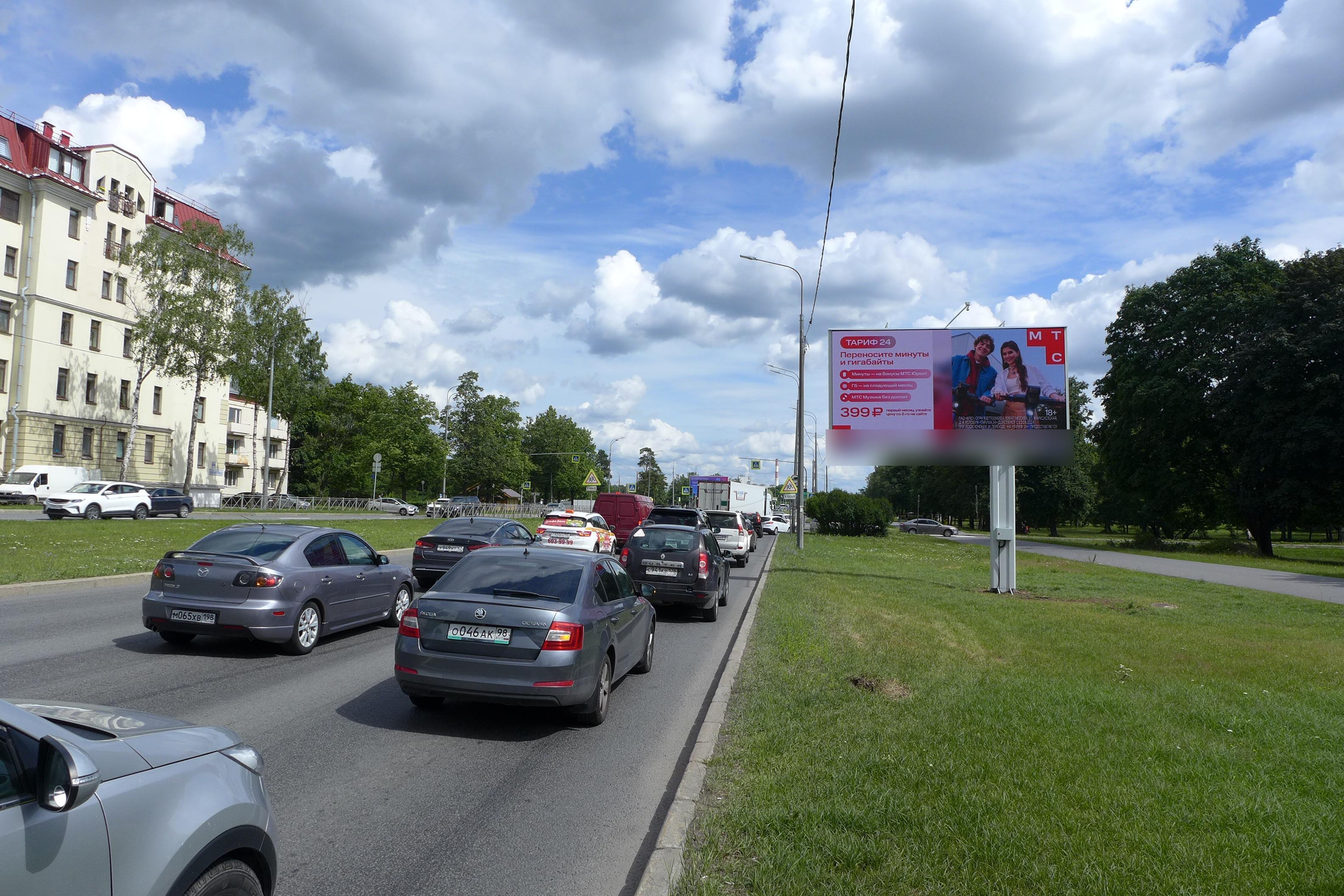Фотография рекламного носителя, тип: Билборд 3x6, адрес: Непокорённых пр-т., д.66, Санкт-Петербург, Россия. Сторона А1 №703267