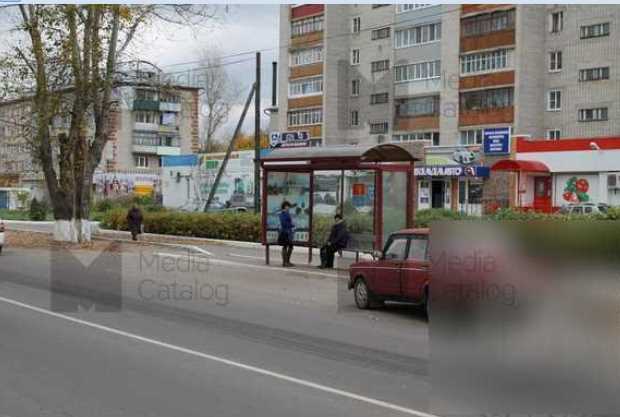 Фотография рекламного носителя, тип: Остановка 1.8x1.2, адрес: Владимирское ш., м-н «Спутник», Муром, Владимирская область, Россия. Сторона А №1335698