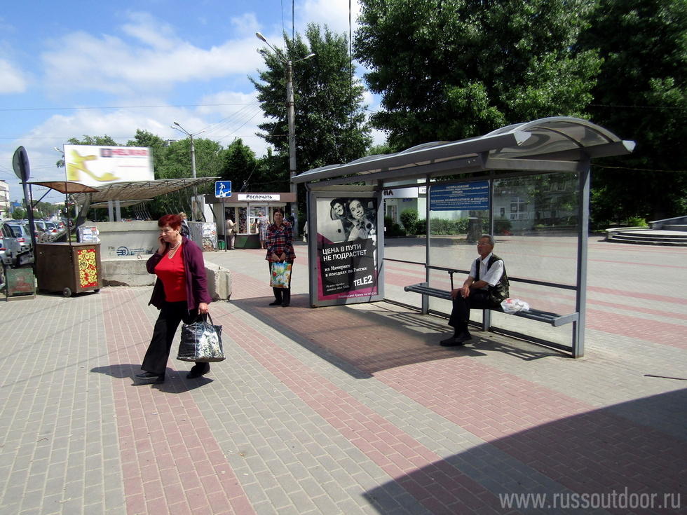 Фотография рекламного носителя, тип: Остановка 1.8x1.2, адрес: Ворошилова ул., Воронеж, Воронежская область, Россия. Сторона А №158276