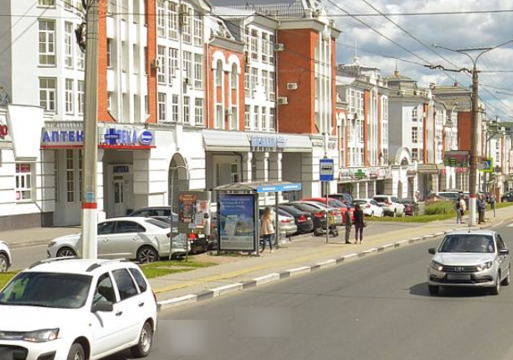 Фотография рекламного носителя, тип: Остановка 1.8x1.2, адрес: Московский пр-т., д.16, Чебоксары, Республика Чувашия, Россия. Сторона Б №813058