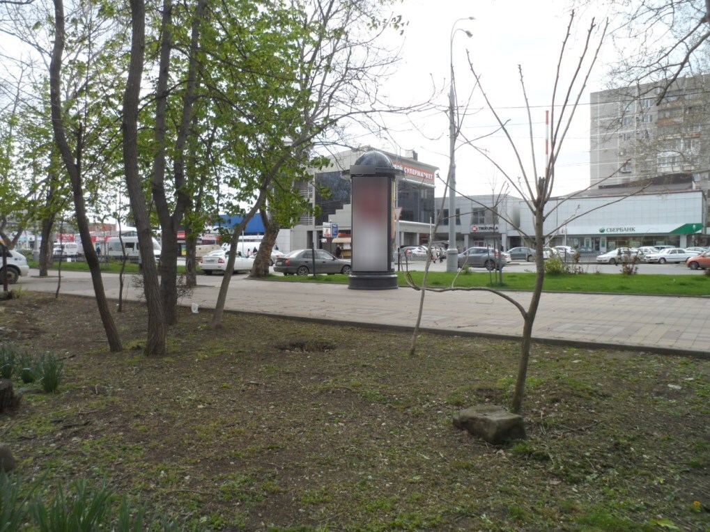 Фотография рекламного носителя, тип: Пиллар 3x1.4, адрес: Ставропольская ул., д.100, поз.1, Краснодар, Краснодарский край, Россия. Сторона С №1337582