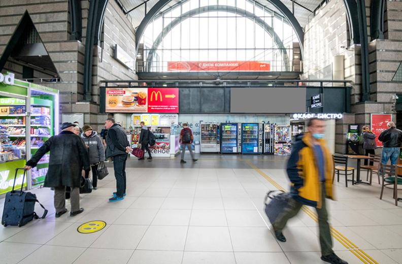 Фотография рекламного носителя, тип: Лайтбокс, адрес: ЖД вокзал «Ладожский», Заневский пр-т., д.73, Санкт-Петербург, Россия. Сторона/вариант А №991143
